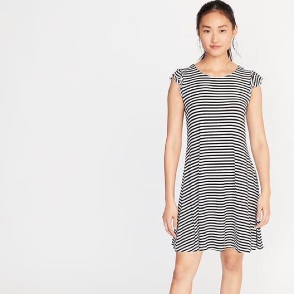 Old Navy striped flutter sleeve jersey swing dress